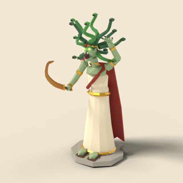 Snake-haired gorgon hissing
