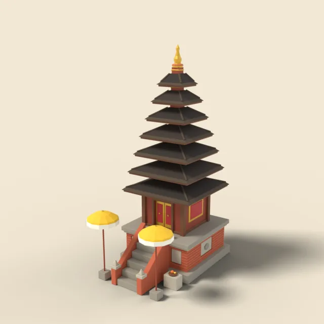 Tiered meru shrine tower