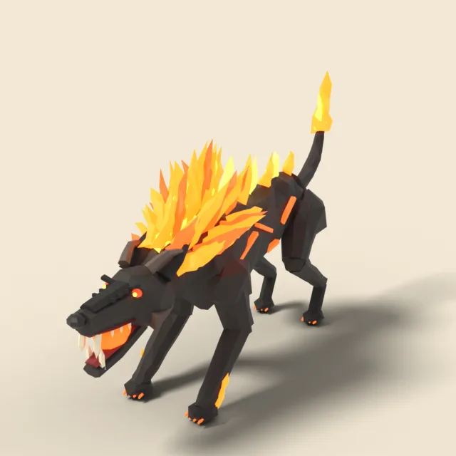 Hellhound with flaming mane