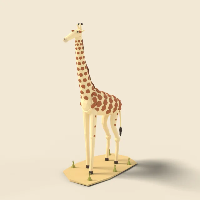 Standing giraffe with long neck