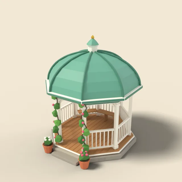 Octagonal garden gazebo with domed roof