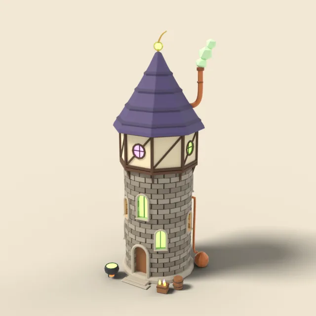 Alchemist tower with glowing windows