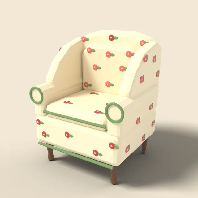 Wingback armchair in floral fabric