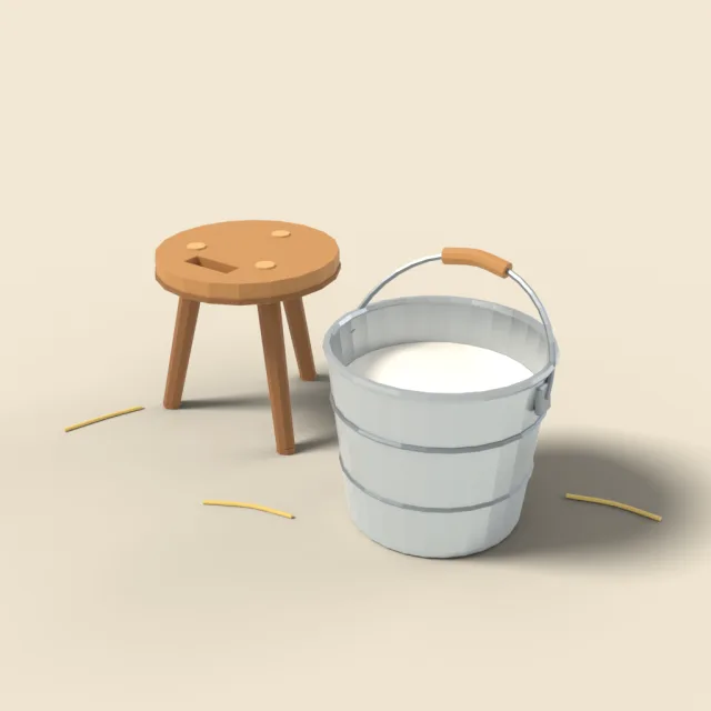 Milking stool and pail