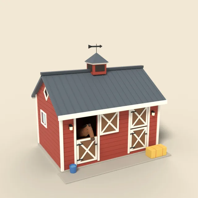 Horse stable with dutch doors