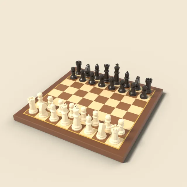 Chessboard with pieces set up