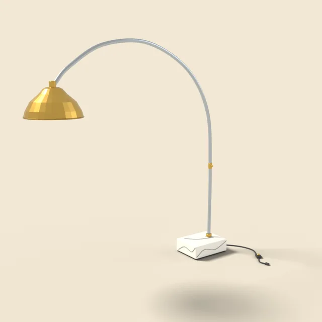 Arched floor lamp with marble base