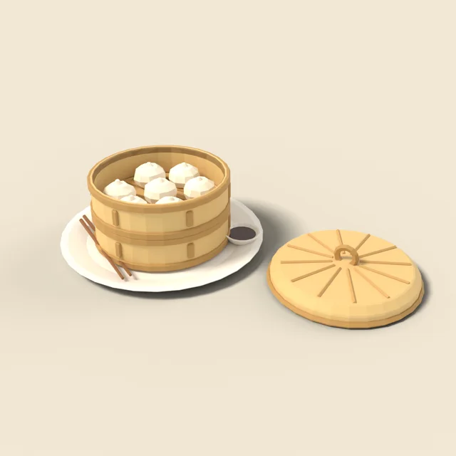 Stacked bamboo steamer