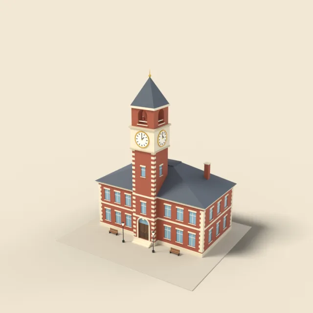 Town hall with clock tower