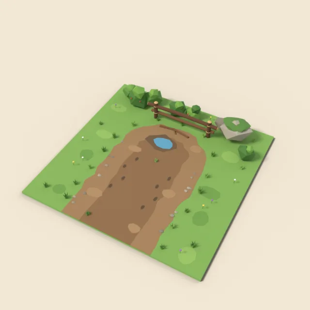 Grass tile with dirt path dead end