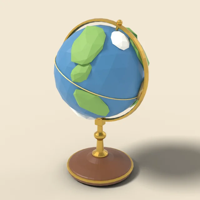 Tabletop globe on brass stand