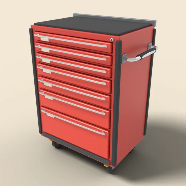 Rolling tool cabinet with drawers