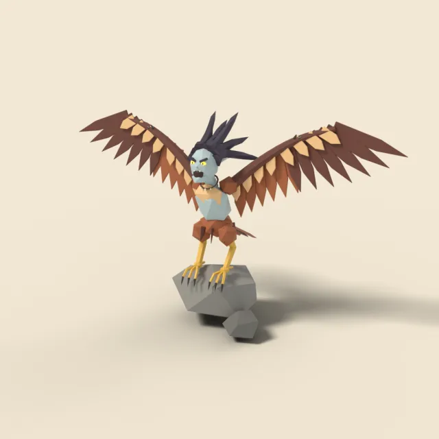 Harpy with spread wings