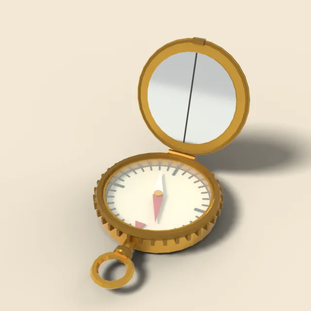 Brass orienteering compass with lid