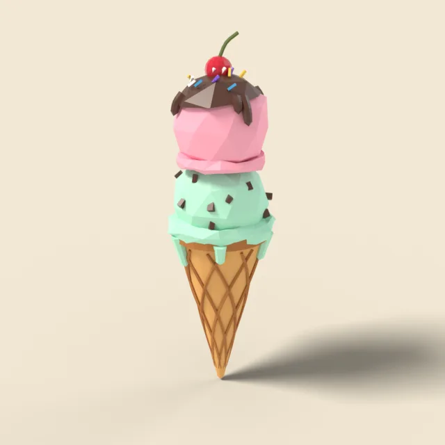 Ice cream cone with two scoops