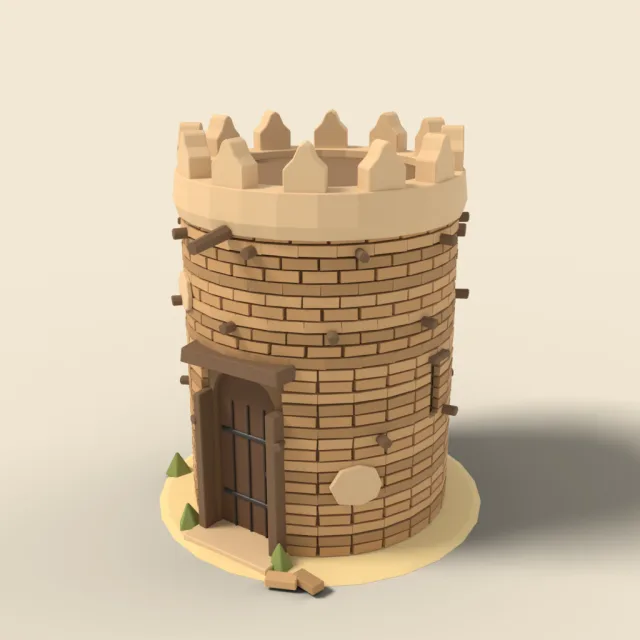 Desert mud-brick round tower