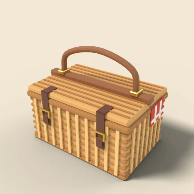 Wicker picnic basket with lid