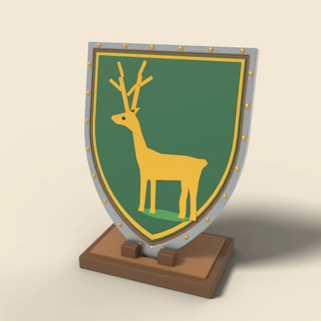 Heater shield with gold stag