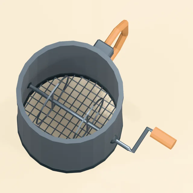 Hand-cranked flour sifter with wire screen and agitators