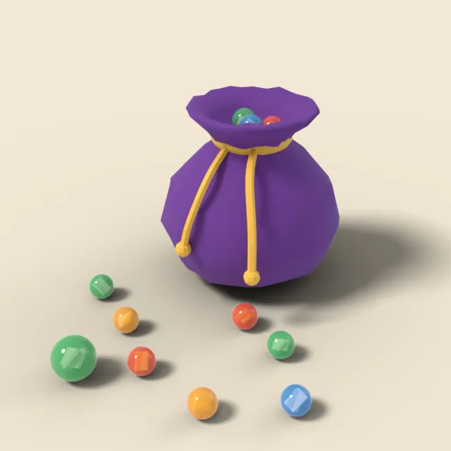 Glass marbles in a pouch