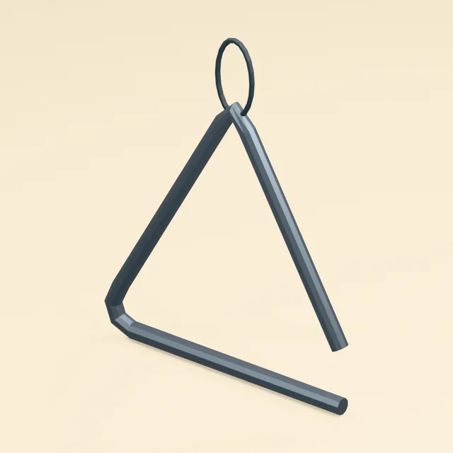 Open-corner percussion triangle with suspension loop