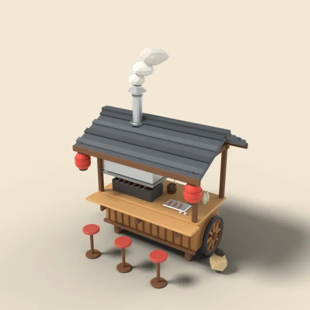 Yakitori stall with smoke hood