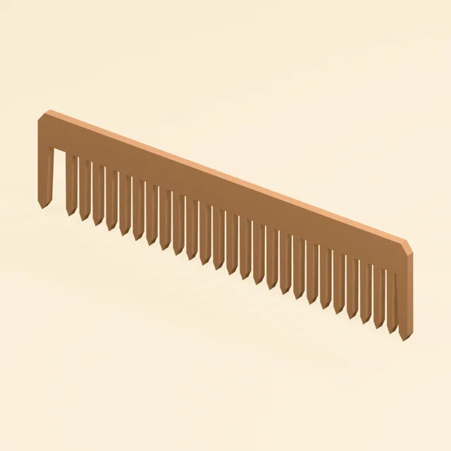 Rounded pocket comb with open tapered teeth