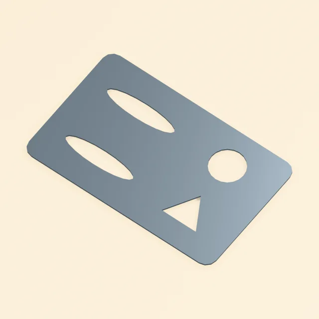 Thin drafting eraser shield with oval round and triangular apertures
