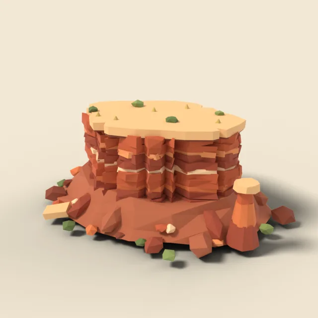 Red rock mesa with flat top