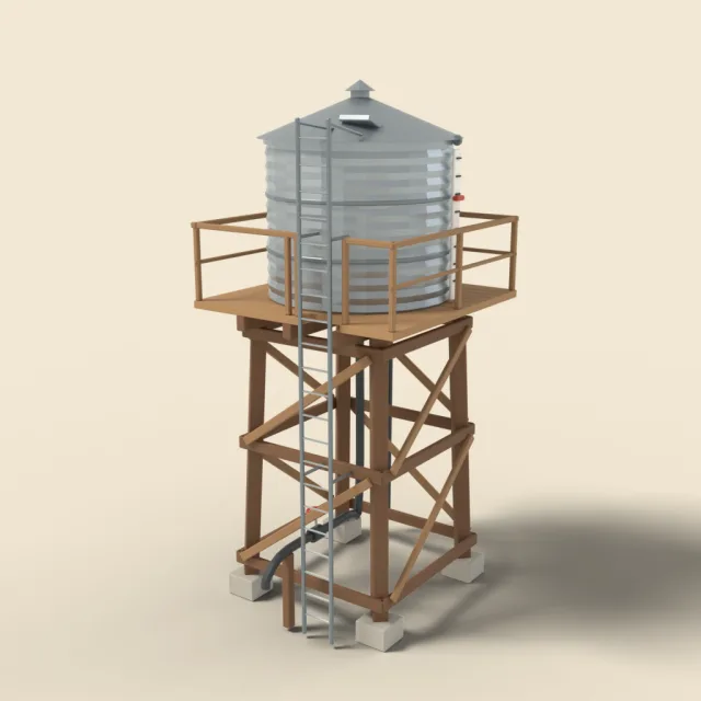 Farm water tower on legs