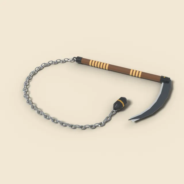 Kusarigama sickle with weighted chain