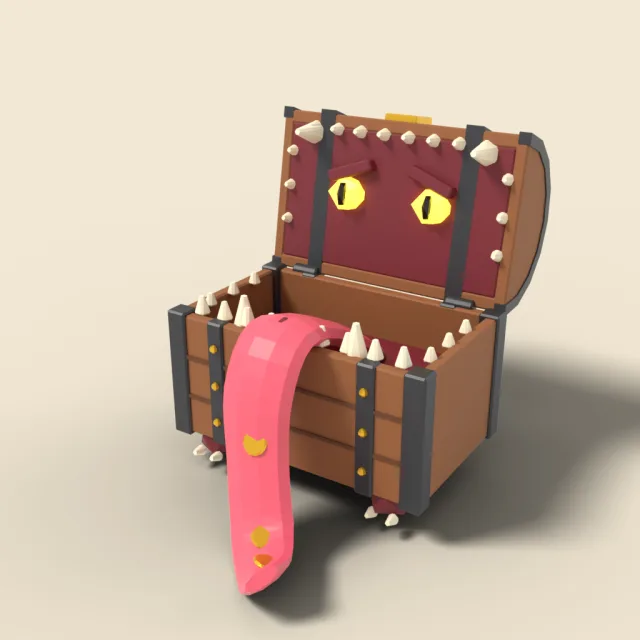 Mimic chest with teeth and tongue