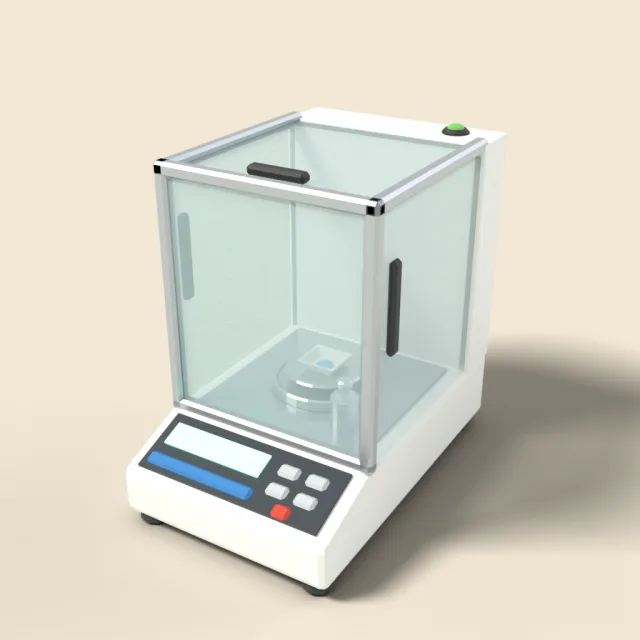 Analytical balance with glass cover