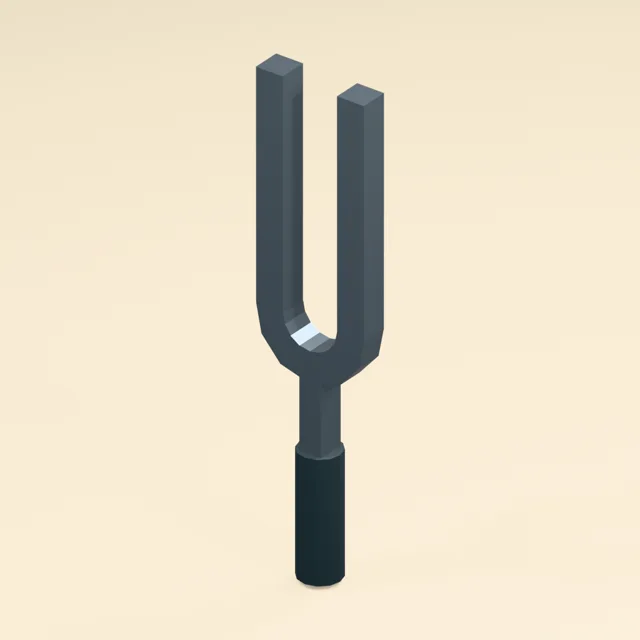 Steel tuning fork with sleeved stem