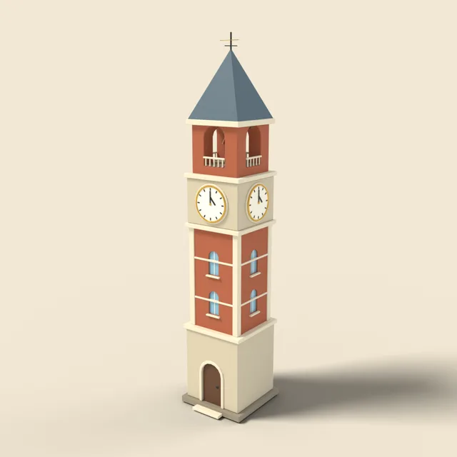 Clock tower with arched windows