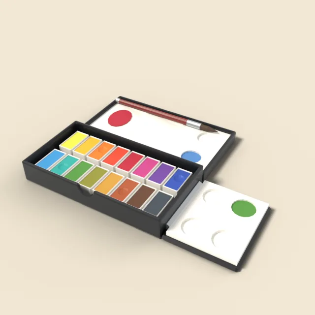 Watercolor paint tin with palette