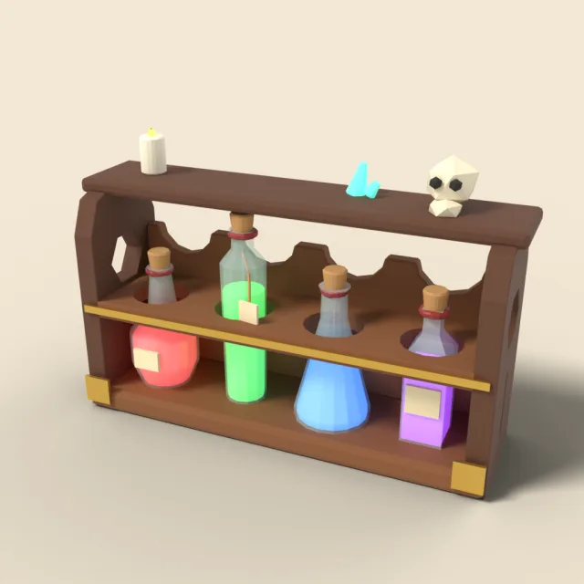 Alchemy rack with four potions