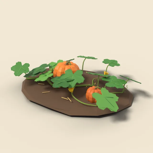 Pumpkin vine with leaves