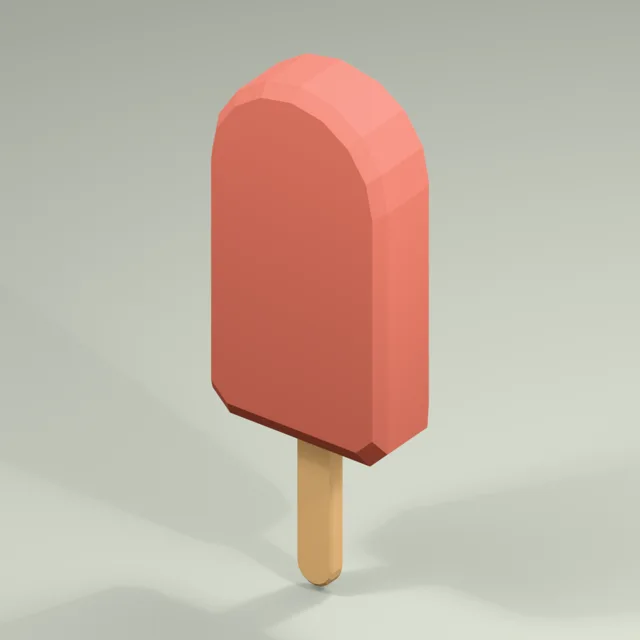 Rounded juice ice pop with embedded wooden stick