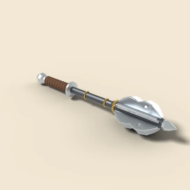 Flanged mace with seven steel ribs