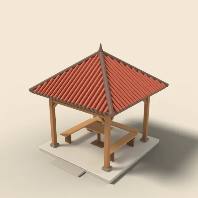 Park shelter with tiled roof