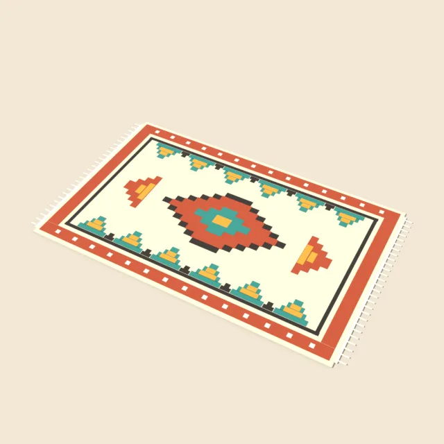 Southwestern rug with stepped triangles