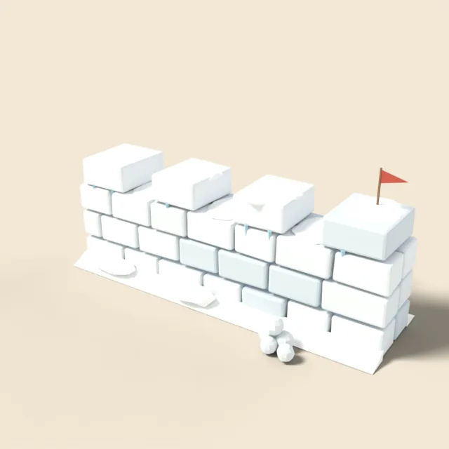 Snow block fort wall