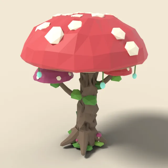Mushroom cap fantasy tree