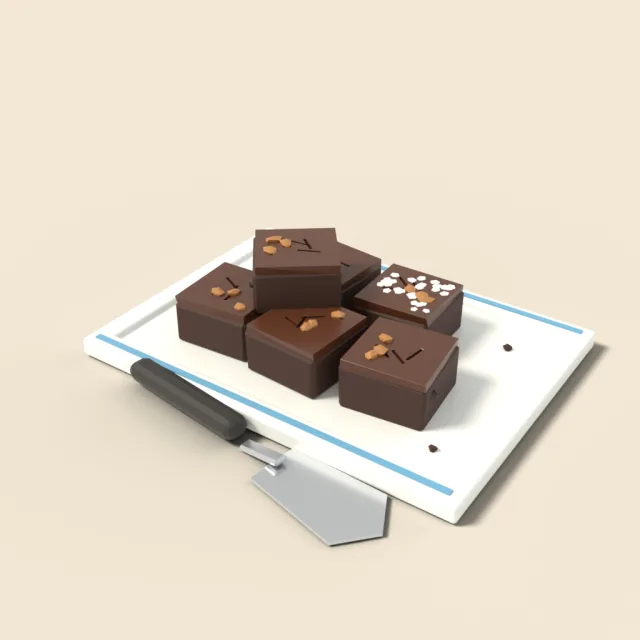 Brownie squares on a plate