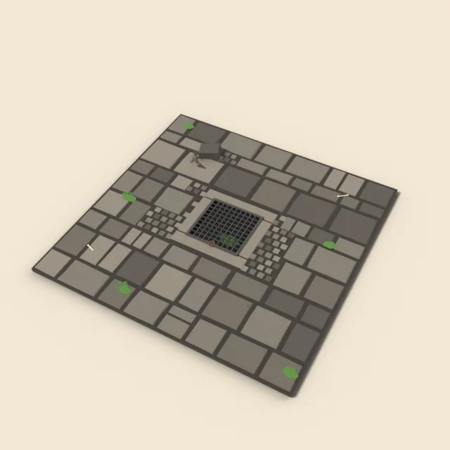 Dungeon floor tile with iron grate