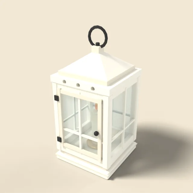 White wooden lantern with candle