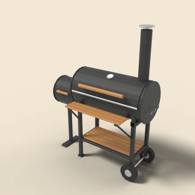 Offset barrel smoker grill