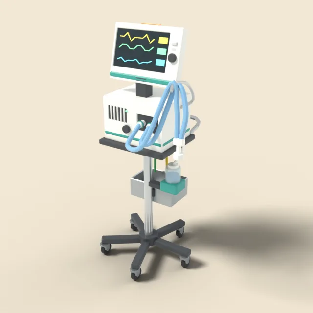 Ventilator on wheeled cart