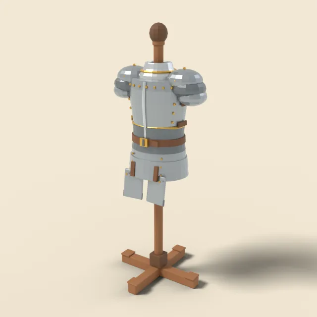 Steel plate cuirass on armor stand